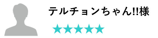 お客様のお声　テルチョンちゃん！！様　評価五つ星